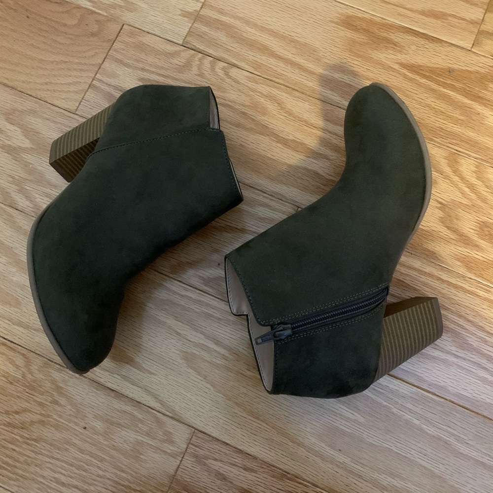 Olive green ankle boots